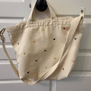 Multicolor Heart Canvas Tote Bag